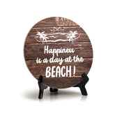Signs ByLITA Circle Happiness Is A Day At The Beach Summer Table Sign (5x5)